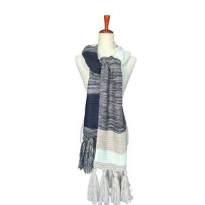 Calvin Klein Knit Winter Scarf Wrap Neutral Minimal Tassels NWT Old Money Vibe